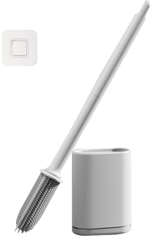 chongcin Brush Toilettenbürste Aus Silikon,Klobürste Weiß,Wc Bürstengarnitur Mit Schnell Trocknendem Halter,Toilettenbürste Wandmontage