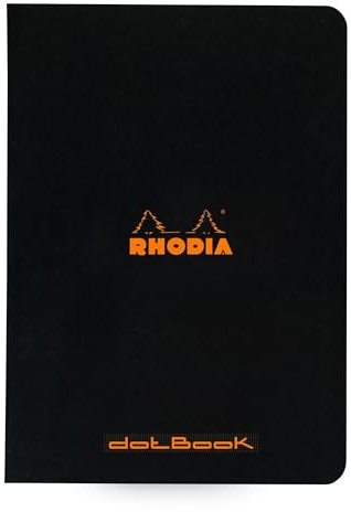 Rhodia 119186Cpack - A pack of 10 Black Staplebound Notebooks - A5 - Dotted - 96 pages - 80 gsm Clairefontaine White paper - Waterproof Soft Coated Card Cover