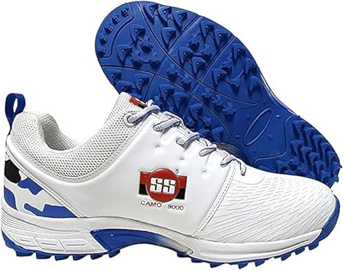 SS Homme Camo 9000 Chaussures de Cricket, Blanc/Bleu, 46 EU