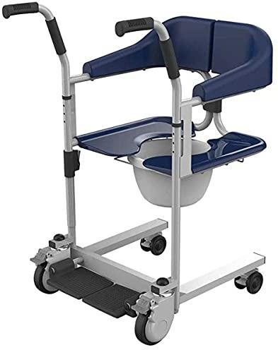 Dusch- och toalettrullstol med hjul av aluminiumlegering, multifunktionell helkropps-patientöverföringslyft för äldre och funktionshindrade personer med vadderad sits, användning i