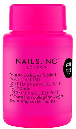 Nails.INC Vegan Collagen Fuelled Nail Polish Remover Pot for Hands, Formulated with Collagen to Promote Nail Strength and Growth, Acetone Free, Cruelty Free, Vegan, 60ml
