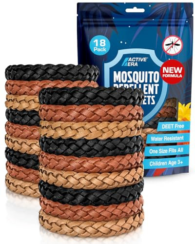 Active Era Mosquito Repellent Bracelet, Insect Midge & Mosquito Bands - Powerful DEET Free Formula - Waterproof with 250 Hours / 10 Days of Protection (Light Brown, Dark Brown, Black - 18 Pack)