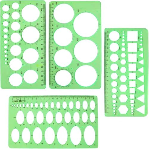 3 plantillas circulares, plantillas de medición circulares de plástico y ovaladas, plantillas de dibujos de encofrado (verde transparente)