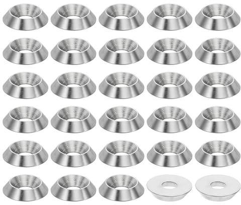 PATIKIL Rondelle Fraisée M5 Finition, 50Pcs 16mm de Diamètre 3.5mm de Hauteur Solide Acier Inoxydable 304 CNC Rondelle en Forme de Tasse à Tête Plate pour Constructions, Taper