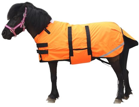 Gallopoff 300D Pony/Shetty Pferdedecke, 150g/m² Füllung Outdoordecke für Pony, Leichte, Warme, wasserdichte, Atmungsaktive und Reißfeste Winterdecke für Ponys Fohlen, Minipferde, Zwergpferde