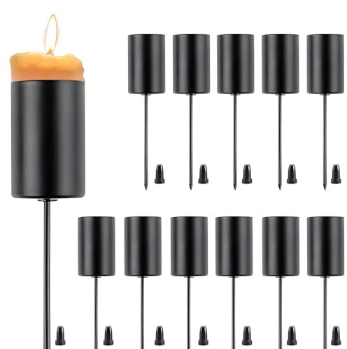 Niaciswe Portacandele a Forma di Corona Dell'Avvento Nero 12 Pezzi Corona Dell Avvento Porta Candele Candelabro a Cono Corona dell'Avvento Porta Candele da Tavolo in Metallo per Decorazione Natalizia