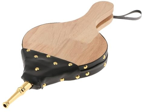 Fuelle para chimenea, soplador de aire de madera, herramienta de fuelle de mano, fuelle de cuero duradero, estufa de leña y ventilador de aire para barbacoa para encendido eficiente al aire libre y
