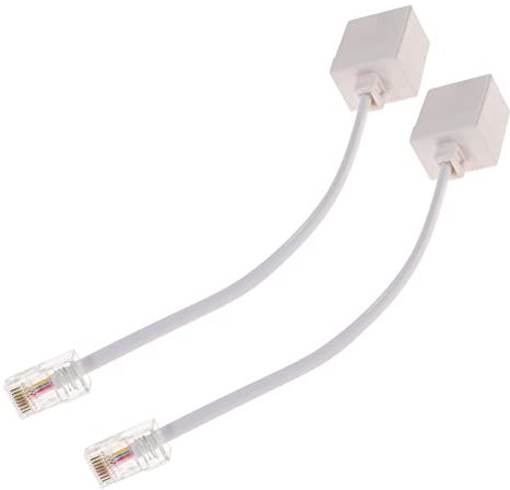 SHINEOFI Adaptador Rj45 a Rj11 para Teléfono y Ethernet, 2 Piezas, Material Abs y Cobre, Fácil de Usar Conexión Firme para Telecomunicaciones