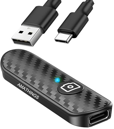 AMATHINGS 1 Stück Bluetooth-Fernauslöser, Carbonfaser-Design, Selbstauslöser Handy, Wireless Fernbedienung Wiederaufladbare Kamera FB für iOS- & Android-Smartphones, Kompakt und Tragbar USB Typ-C