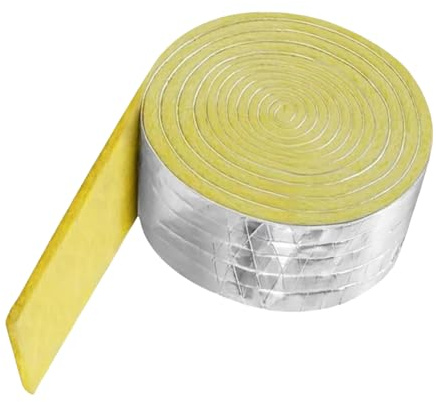 Isolamento Tubi - Rotolo Isolante Termico In Lana Di Con Foglio Di Alluminio 10M | Fettuccia Ignifuga Fonoassorbente | Barriera Termica E Per Tubi, HVAC E Uso Domestico