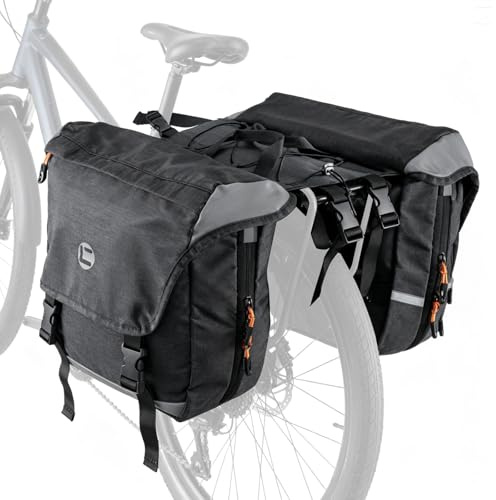 SUNNYNEST 35L Bike Pannier Bag, Waterproof Rear Rack Bag with Reflective Trim & Dual Handles, Large Capacity Bicycle Saddle Bag for Commuting, Travel & Mountain Cycling