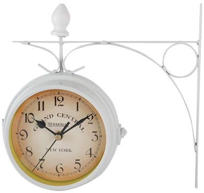 Kukyller Orologio da parete bifacciale, orologio da stazione ferroviaria retrò con chip muto per la decorazione della parete dello studio della camera da letto del soggiorno