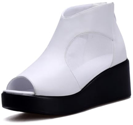 Sandales Compensées Femme Respirant Bottines Plateau Peep Toe d'été Chic Décontracté 6cm
