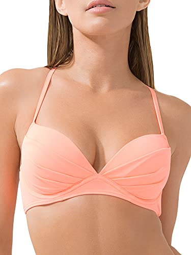 Smart & Sexy Women's Swim Secret Convertible Push-up Bikini Top, Peach Luster, 34D
