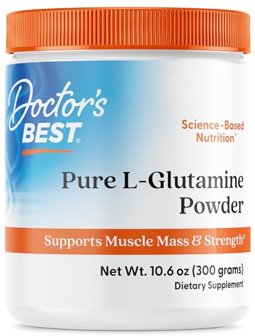 Doctors Best Pure L Glutamine Powder Supplement for Men & Women - L-Glutamine 5g Per Serving, Amino Acid Support, Supports Muscle Mass & Strength, Non-GMO, Gluten Free, Soy Free, Vegan - 10.6 oz