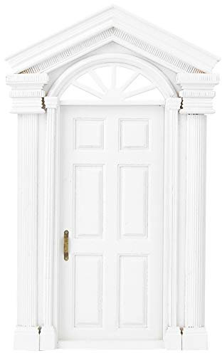 1:12 Dollhouse Accessory, Mini Wooden DIY Door Toy Miniature Simulation Furniture Set Doll House Decor Parts Educational Model for Baby Boy Girl Dollhouses (White)