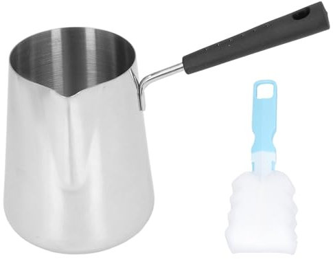 Olla Calentadora de Mantequilla de Leche con pico, olla de calentamiento de café de acero inoxidable, 900 ml Cafetera turca con asa, Jarra de café turco para derretir Mantequilla de Chocolate