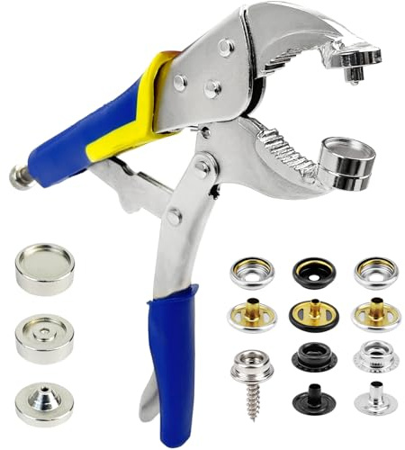 Snap Fastener Tool,Snap Tool for Boat Covers, Heavy Duty Snap Setter Pliers Canvas Snap Fasteners Kit Includes 60 Sets 15mm Stainless Snaps