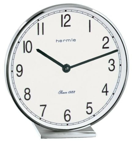 Hermle Tischuhr mit batteriebetriebenem Quartzwerk Fremont Tischuhr Chrom Quarz 19cm- 23057-002100