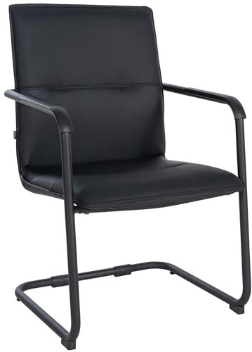 CLP Bürostuhl Seattle I Komfortabler Besucherstuhl Mit Kunstlederbezug I Modernes Design, Freischwinger Mit Bodenschoner I Gestell In Chromoptik, Farbe:schwarz/schwarz