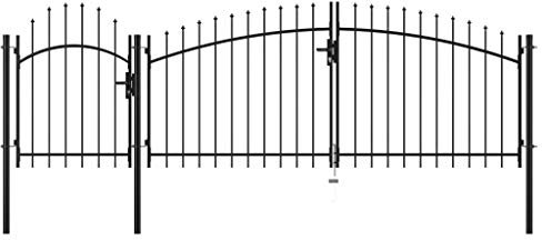 Homgoday Garden Gate, Metal Gate, Garden Door, Fence Door, Single Gate, Double Gate, Yard Gate, Garden Gate, Entrance Gate, Garden Fence, Gate, Steel, 1.5 x 4 m, Black