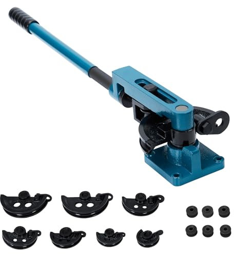 KIMORE Rohrbieger, 0,95 cm bis 2,5 cm, manueller Rohrbieger mit Rohrschneider und 7 stabilen Stanzformen, 0-180 ° einfaches und schnelles Biegen, robuster Stahl-Metall-Kupferrohrbieger für, WSG-25
