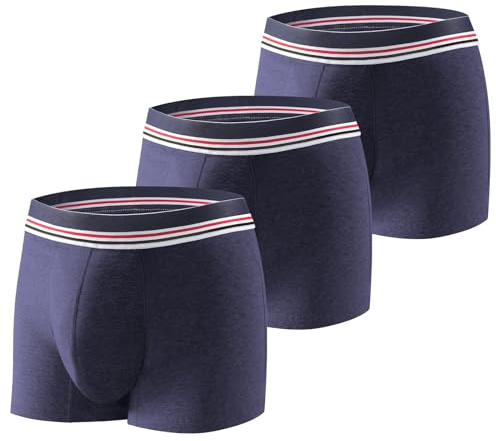 CARER Healthcare Incontinence Pregnancy 3 Pack Men's Incontinence Boxer Brief Washable Light & Thin Cotton Incontinence Pants with 80 ML Absorbent Pad for Bladder Leaks Blue