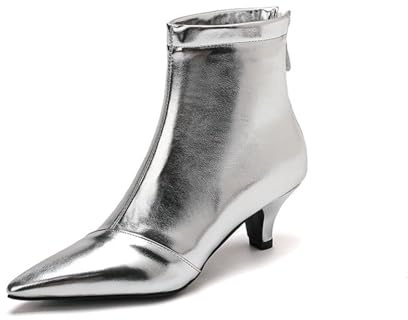 Stivaletti alla Caviglia con Tacco Basso e Punta a Punta da Donna, Stivaletti con Tacco a Gattino, Stivali da Ufficio, Eleganti, per Feste, Autunno Inverno, Stivali Caldi