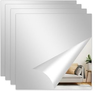 Fantasnight 4 Stück Spiegelfliesen Selbstklebend, Spiegel zum Kleben 30 x 30 cm, Spiegelfolie Acryl Quadrat，Klebespiegel zum Aufkleben DIY Hause Badezimmer Wohnzimmer Schlafzimmer Schule