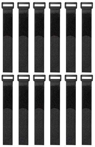 12 Pack Hook and Loop Reusable Fastening Cable Tie Down Straps - Reusable, Durable Functional Ties to Keep Your Home, Office, Workspace from Tangled Messes of Cords, Yoga Mat Strap，Velcro Cable Ties