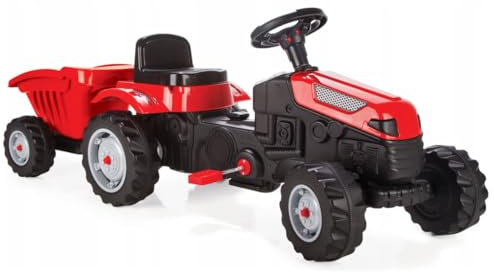 COIL Tractor a Pedales, Coche Deslizante, Tractor Infantil, Remolque Desmontable, Carga Máxima 50 kg (Rojo)