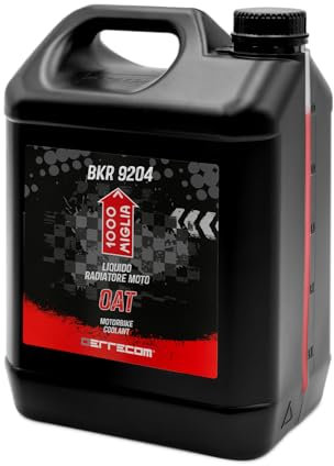 ERRECOM 1000 Miglia BKR 9204 Líquido Radiador Moto Oat -38 °C/+125 °C, anticongelante Listo para Usar con inhibidor orgánico Oat, 5 litros - Rojo