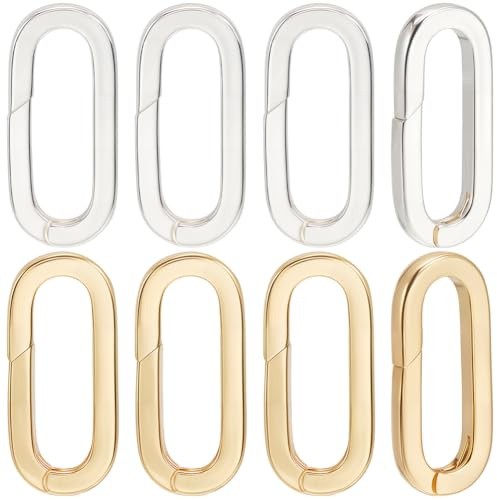 Beebeecraft 10 Pieza de Anillos de Resorte de 2 Colores Plata de Ley Y Chapado En Oro de 18 Quilates Cierre de Anilla Ovalada de 25x11x2.6mm Cierre de Collar Cierre para Llavero Joyería Manualidades