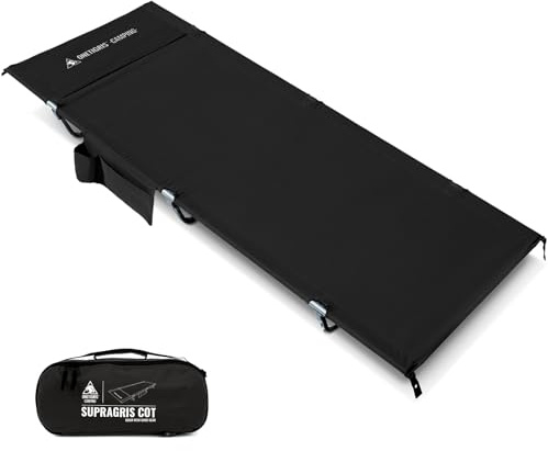 ONETIGRIS SUPRAGRIS Camping Cot, Support Up to 400lbs, Lightweight Comfortable Folding Bed for Camping, Hiking, Backpacking, Travel, Car Trips, Office Nap (Black)