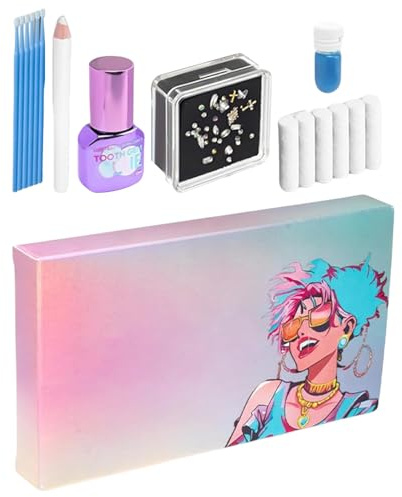 zjhukfmc Zahnschmuck Set Mit Kleber, Krystal Dekoration Für Zahn, Shinning Tooth Abnehmbare Zahn Ornamente, Künstlichen Kristall Zahnschmuck Set, Langlebige Für Party Daliy Leben