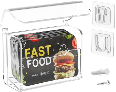Homakover Outdoor Business Card Holder, Waterproof Acrylic Salon Business Name Card Holder Wall Mount Box for Smooth Surface for Office Store Trucks Wall, Keeps the Rain Out (1)