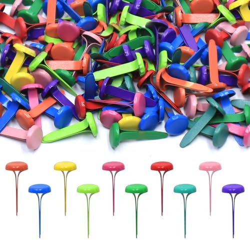 lyualma 400 Stück Farbe Flachkopf Musterklammern Musterbeutelklammern Flachkopfklammern für Befestigen von Papieren, Karten und Scrapbooking