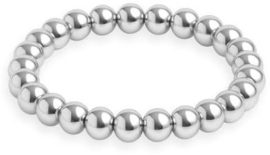 GD GOOD.designs Anello antistress in acciaio inox con perline 3 mm | Anelli elastici anti-ansia in argento – Anelli argento impermeabili con perline donna | Misura 54-60