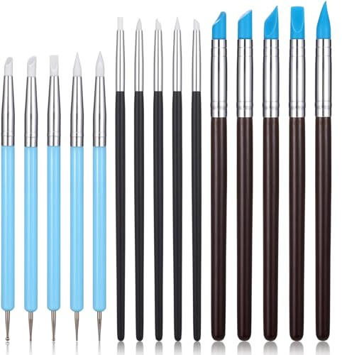 15 Stück Silikon Pinsel, Modellierwerkzeug Ton Silikon Werkzeug Set Dotting Tool Acrylfarben Pinsel Gummi Malerei Pinsels Für Nägel, Keramik Skulptur, Malerei, DIY Kunst