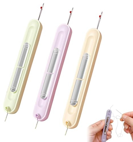 3 Pcs 2-in-1 Sewing Tool - Retractable Needle Threader & Precision Seam Ripper for Hand and Machine Stitching, Ideal for DIY and Tailoring Projects