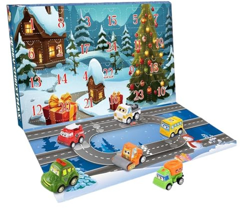 Adventskalender - nedräkning med bil friktion leksak dekoration bord för pojkar flickor vänner syster