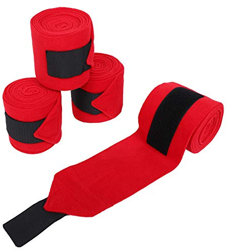 Lmrysalque 4 piezas de vendaje grueso para pata de caballo, accesorios de envoltura de forro polar transpirables y antideslizantes, color rojo