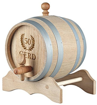 polar-effekt 2 Liter Holzfass Personalisiert mit Namens-Gravur - Originelles Geschenk - Eichen-Fass für Whisky oder Wein - Geschenkidee für Männer - Motiv Jubiläumskranz