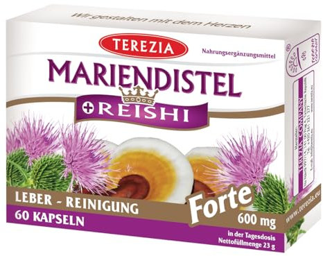 MARIENDISTEL + REISHI FORTE 400 mg für Leber & Verdauung | Mit Silymarin & β-Glukan | Unterstützt Immunsystem & Kreislauf | Natürliches Detox Supplement | 60 Kapseln