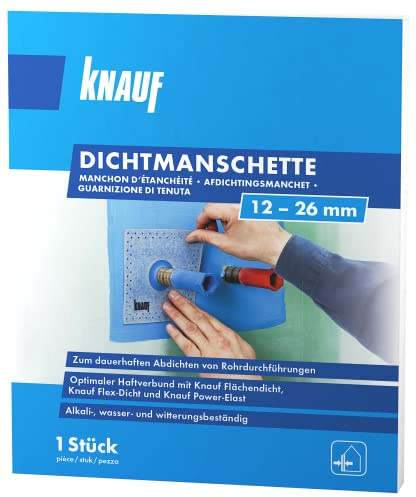 Knauf Dichtmanschette zum dauerhaften Abdichten von Rohrdurchführungen, für 12 - 26 mm Rohr-Durchmesser – Rohr-Abdichtung, Dicht-Vlies wasser- und witterungs-beständig