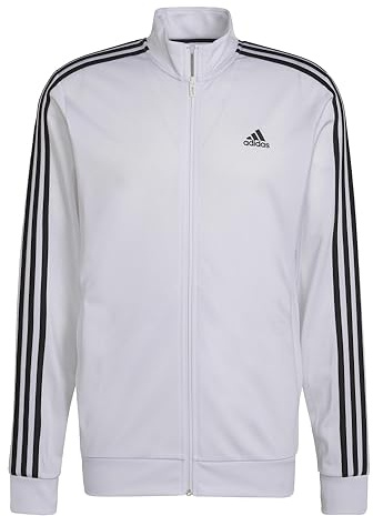 adidas Essentials Warm-up 3-Stripes Track Top Giacca, Bianco/Nero, M Uomo