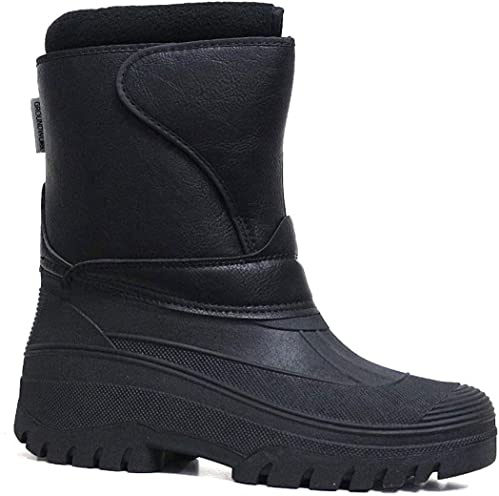 Groundwork Mens Ladies Unisex Black Horse Riding Yard Water Resistant Stable Walking Rain Snow Winter Ski Wellies Wellington Warm Farm Mucker Boots UK 4-12 (Black Pu, 7 UK, numeric_7)