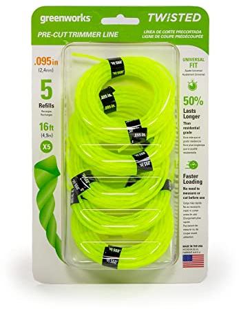 Greenworks 0.095 5-Pack Pre-Cut Twisted String Trimmer Line