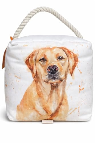 Assorted Doorstop Door Stop Stopper Filled Heavy Doorstop Faux Leather Novelty Wedge (Golden Labrador Cube Doorstop)