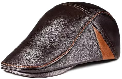 Flatcap aus Leder Herren Damen Schirmmütze Schiebermütze Freizeit Kappe Barette Hut